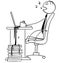 Cartoon Illustration of Tired Businessman Sleeping in Office wit
