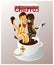 Cartoon illustration of the traditional Spanish pastry called churros