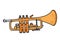 Cartoon illustration, Trumpet. Colorful musical instrument