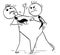 Cartoon Illustration of Two Business Men Fighting Boxing