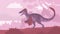 Cartoon illustration of velociraptor in prehistoric forest