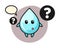 Cartoon illustration of water drop with the question mark
