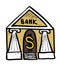 Cartoon image of Bank Icon. Government symbol