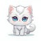 Cartoon image of a cute white Persian kitten. Ai generated.