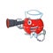 A cartoon image design of tomato kitchen timer Sailor with binocular