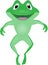 Cartoon image of a frog jumping happily to welcome rain