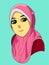 Cartoon image of a hijab woman