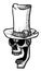 Cartoon image of laughing skull in top hat