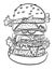 Cartoon image of tasty burger