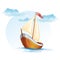 Cartoon image of a wooden sailing boat