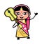 Cartoon Indian Woman Holding Guitar