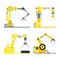 Cartoon Industrial Technology Robotic Arm Set. Vector