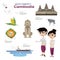 Cartoon infographic of cambodia asean community.