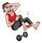 Cartoon of the injured man, accident at the gym