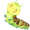 Cartoon insect caterpillar butterfly watercolor illustration.