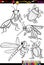 Cartoon insects set for coloring book