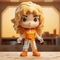 Cartoon-inspired Pop: A Blonde Girl In Orange And White