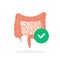 cartoon intestinal tract icon with green checkmark