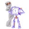 Cartoon Inventor with Robotic Clock Invention Man