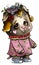 Cartoon isolated character in full growth  cute baby dog  adorable girl puppy with big eyes and cheeks-heart