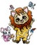 Cartoon isolated characters  mischievous little animals  cute baby lion with a fluffy mane