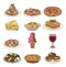 Cartoon Italian food icon set