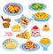 Cartoon Italian food set