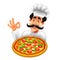 Cartoon italian pizza chef isolated vector illustration