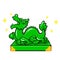 Cartoon jade dragon badge wishes good luck