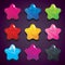 Cartoon jelly stars in different colors, isolated vector.