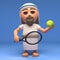 Cartoon Jesus Christ the saviour is about to serve in tennis, 3d illustration