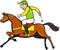 Cartoon Jockey And Horse Racing Side