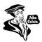 Cartoon on John Calvin. One of the leaders of the European Christian Reformation