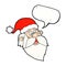 cartoon jolly santa claus face with speech bubble