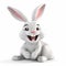 Cartoon joyful rabbit on a white background. AI generative