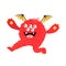 Cartoon joyful red monster isolated on white. Funny fluffy fantasy creature.