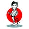 Cartoon of judo or karate player