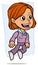 Cartoon jumping redhead girl character