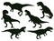 Cartoon jurassic predator tyrannosaurus rex, extinct t-rex silhouette. Jurassic ancient predator, t-rex raptor monster