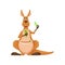 Cartoon kangaroo character with green grass
