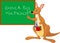 Cartoon Kangaroo near chalkboard