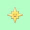 Cartoon Kawaii Golden Star with Grinning Face. Cute Christmas and New Year Star with 8 Rays