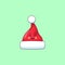 Cartoon kawaii Santa hat with Grinning Face. Cute Santa Claus hat for Christmas celebration