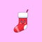 Cartoon kawaii Santa Sock with Admiring face. Cute Santa Claus Sock for Christmas celebration