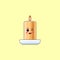 Cartoon kawaii Wax Candle with Winking face. Cute burning Candle in the Cup