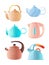 Cartoon kettles. Big set of various teapots