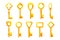 Cartoon keys. Metal golden and steel vintage keys collection. Vector security tool illustration