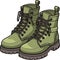 Cartoon Khaki Army Boots. High Military Shoes Vector