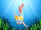 Cartoon kid diving underwater