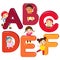 Cartoon kids with ABCDEF letters